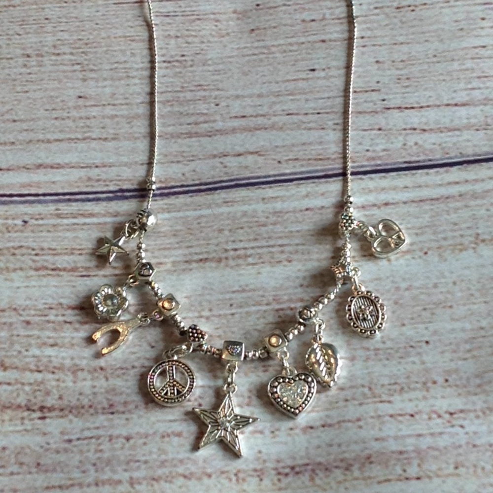 Aeropostale silver statement necklace with charms.